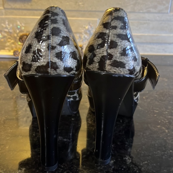 Rampage silver and black cheetah Chunky open toe 4inch heels - Picture 4 of 11